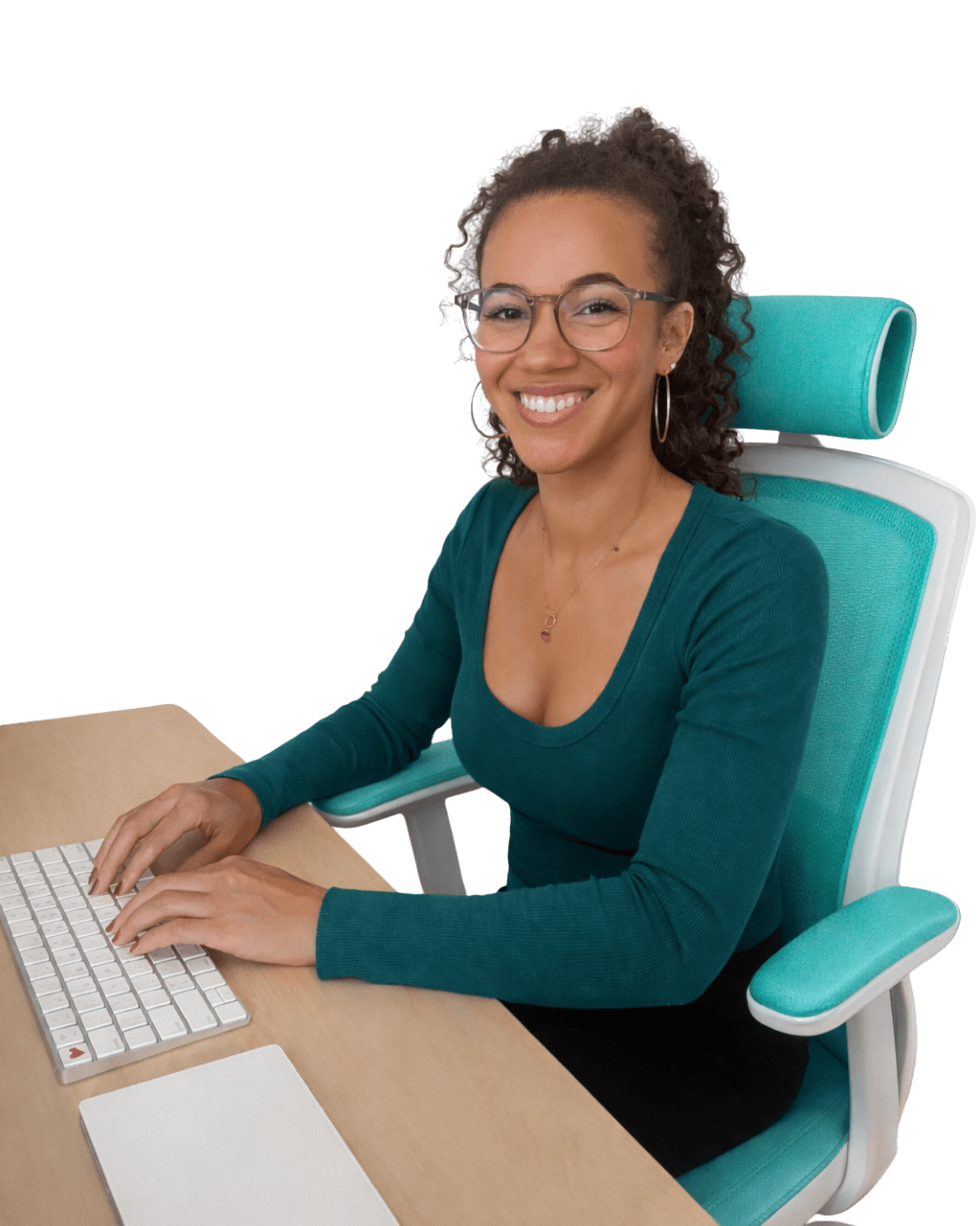 Jasmin working at a computer